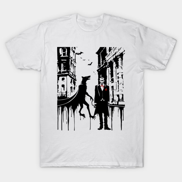 Dracula with Demon Dog T-Shirt by SunGraphicsLab